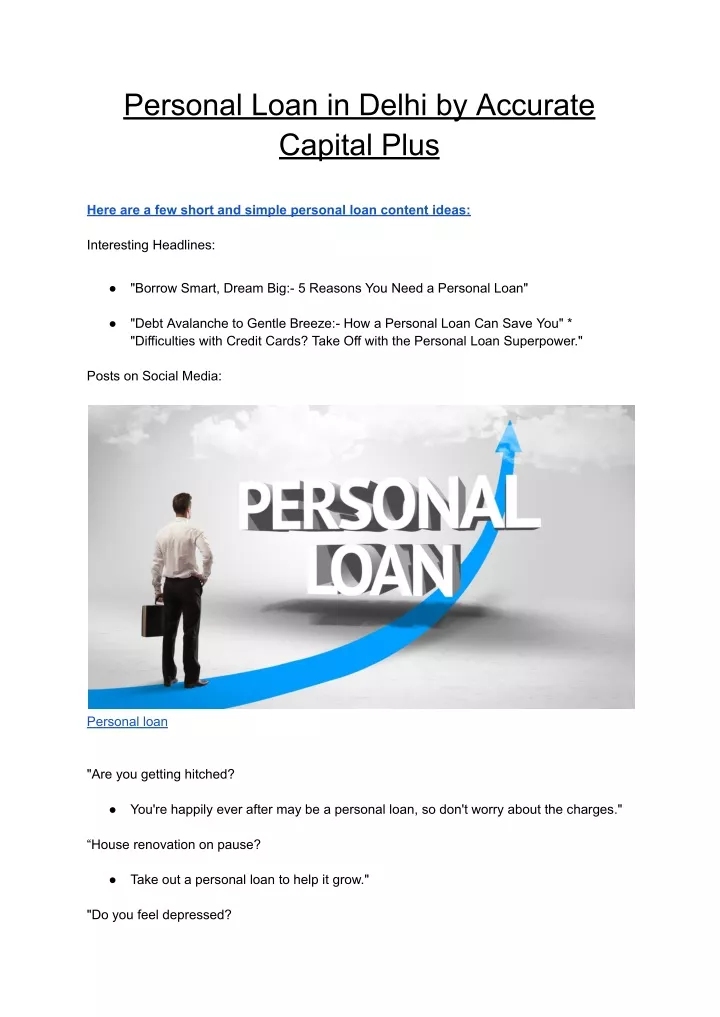 personal loan in delhi by accurate capital plus