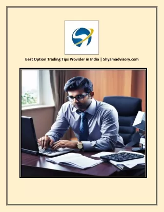 Best Option Trading Tips Provider In India | Shyamadvisory.com