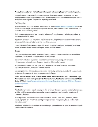 airway clearance system market regional