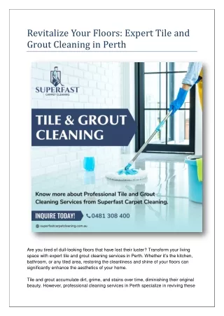 Tile Grout Cleaning Perth