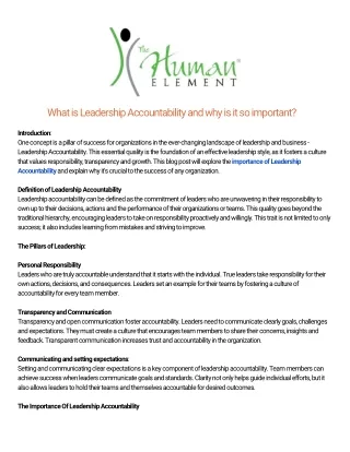 What is Leadership Accountability and why is it so important