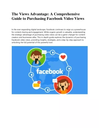 The Views Advantage: A Comprehensive Guide to Purchasing Facebook Video Views