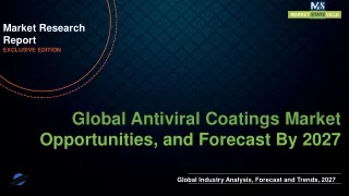 Antiviral Coatings Market will reach at a CAGR of 13.3% from to 2027