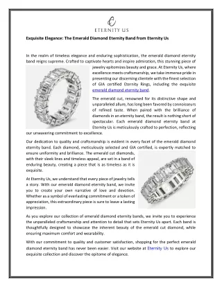Exquisite Elegance The Emerald Diamond Eternity Band from Eternity Us