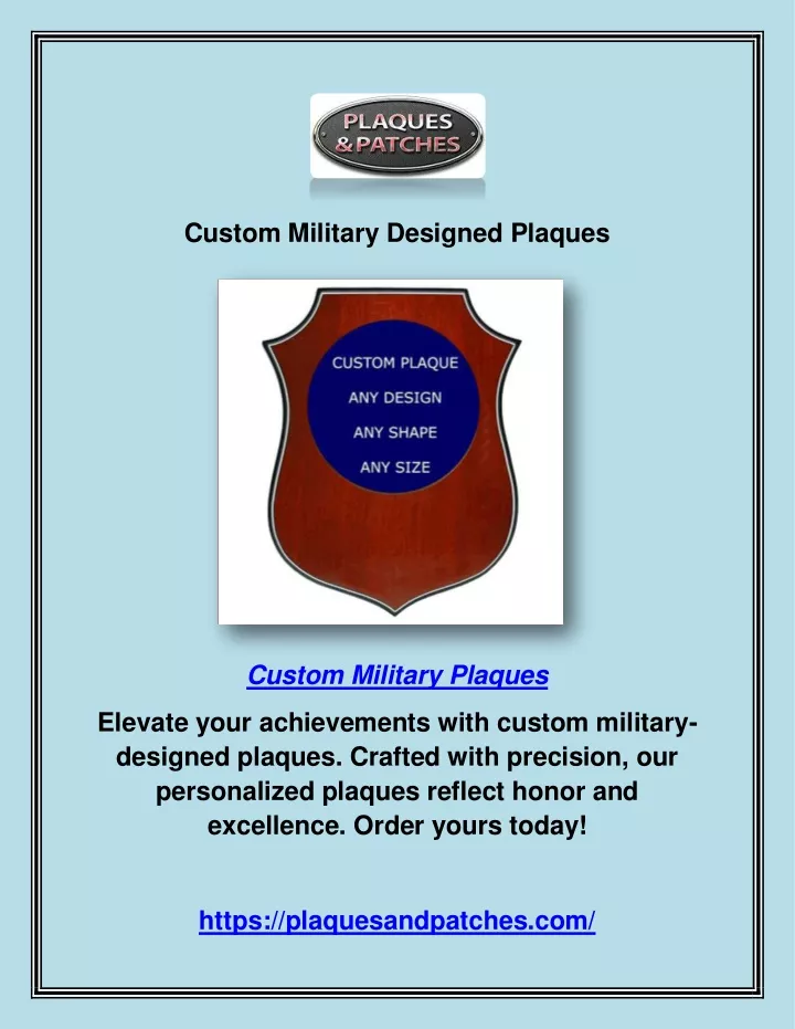 custom military designed plaques