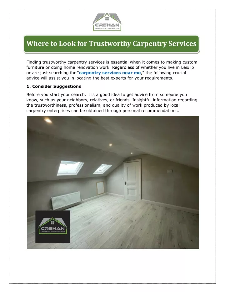 where to look for trustworthy carpentry services