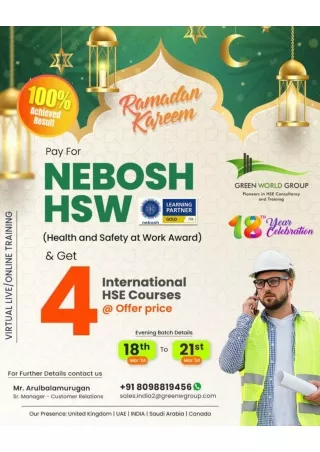 Elevate Your Safety Skills Nebosh HSW Course in Chennai