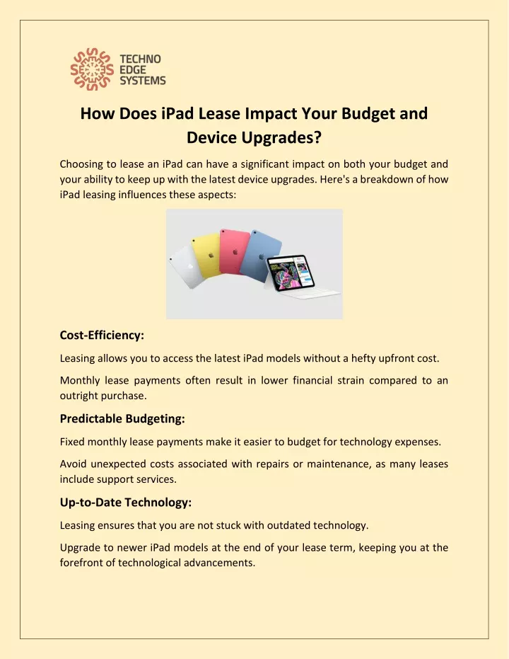 how does ipad lease impact your budget and device