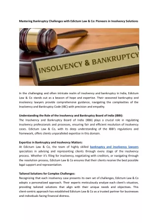 Mastering Bankruptcy Challenges with Edictum Law & Co