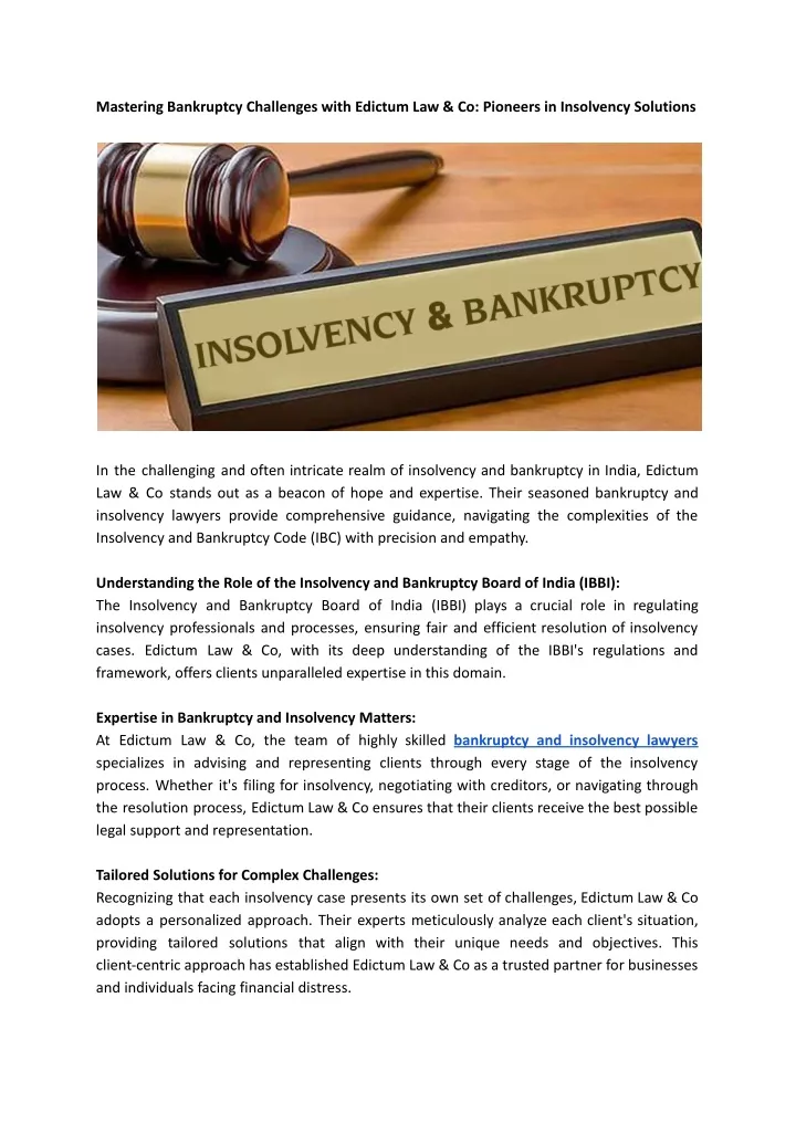 mastering bankruptcy challenges with edictum