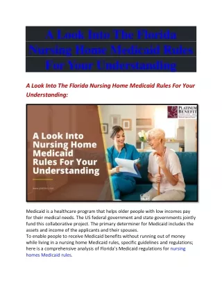 A Look Into The Florida Nursing Home Medicaid Rules For Your Understanding
