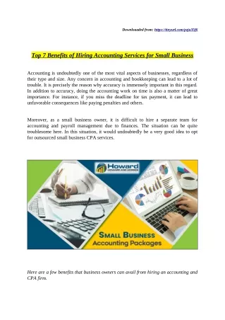 Top 7 Benefits of Hiring Accounting Services for Small Business