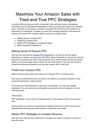 Maximize Your Amazon Sales with Tried-and-True PPC Strategies - Google Docs