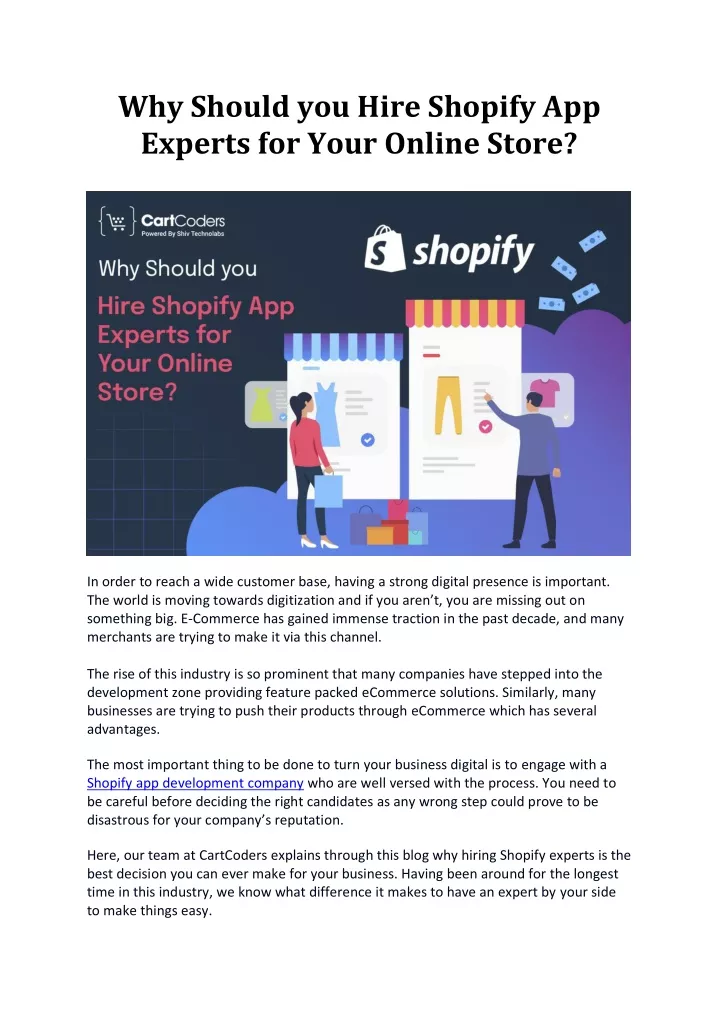 why should you hire shopify app experts for your
