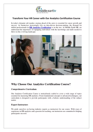Transform Your HR Career with Our Analytics Certification Course