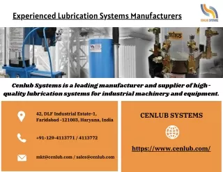 Experienced Lubrication Systems Manufacturers