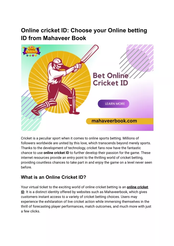 online cricket id choose your online betting