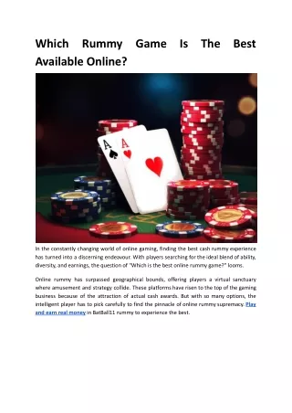 Which Rummy Game Is The Best Available Online?