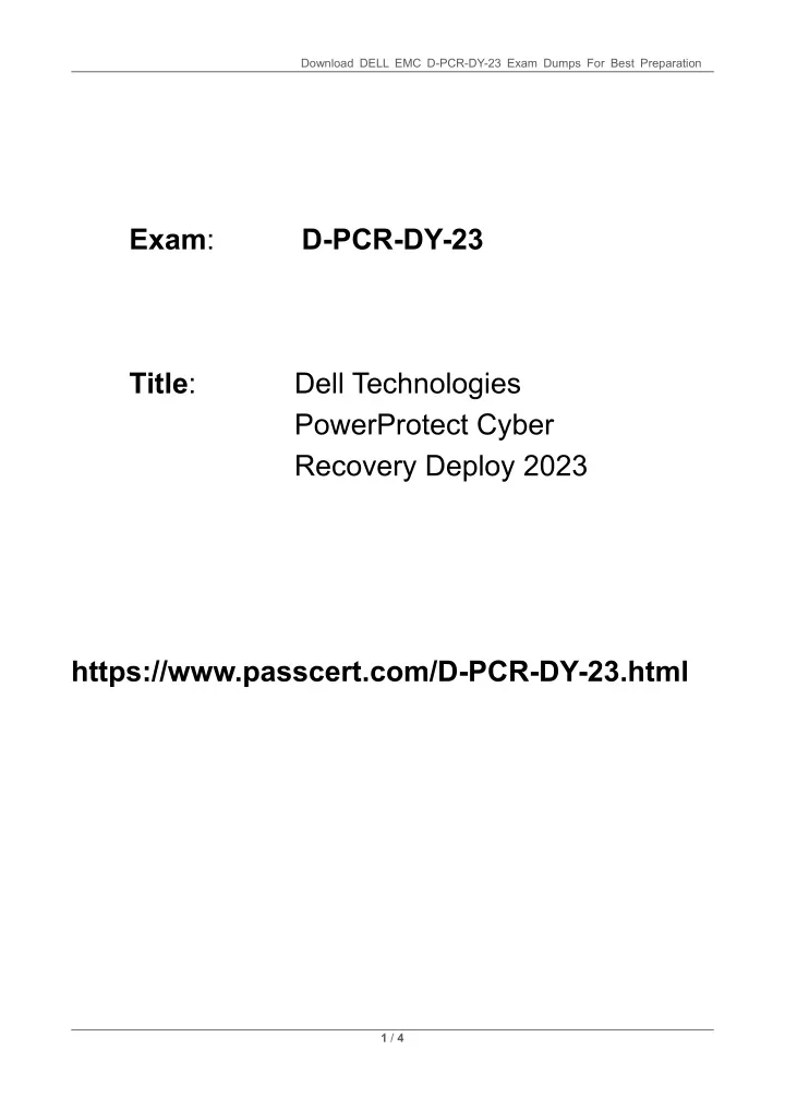download dell emc d pcr dy 23 exam dumps for best