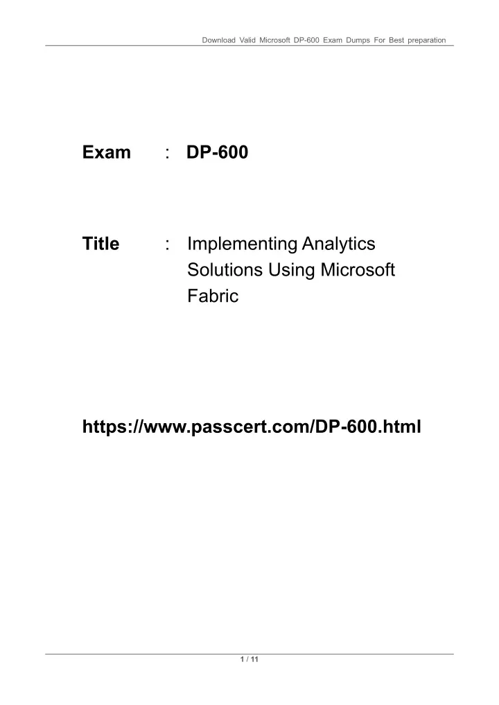 download valid microsoft dp 600 exam dumps