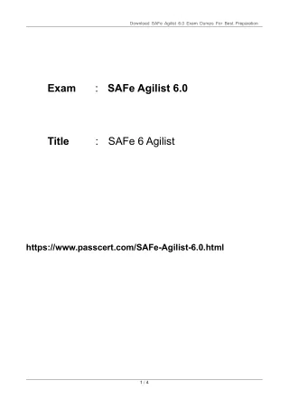 SAFe Agilist 6.0 Certification Exam Dumps