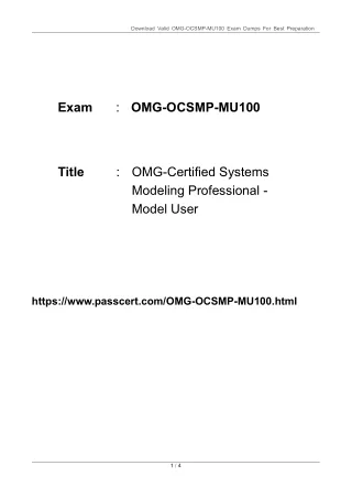 SysML Model User Exam OMG-OCSMP-MU100 Dumps