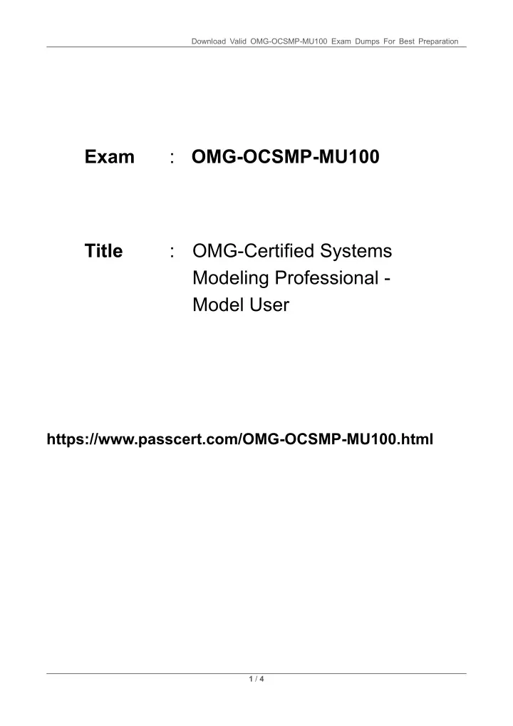 download valid omg ocsmp mu100 exam dumps