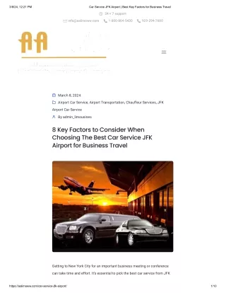 Car Service JFK Airport _ Best Key Factors for Business Travel