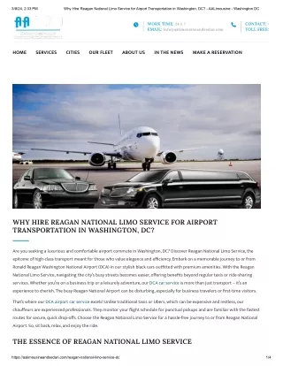 Why Hire Reagan National Limo Service for Airport Transportation in Washington, DC_ - AALimousine - Washington DC