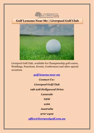 Golf Lessons Near Me | Liverpool Golf Club