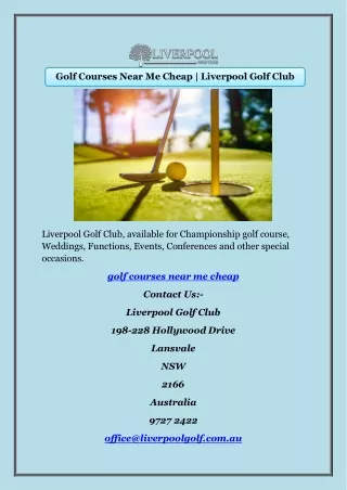 Golf Courses Near Me Cheap | Liverpool Golf Club