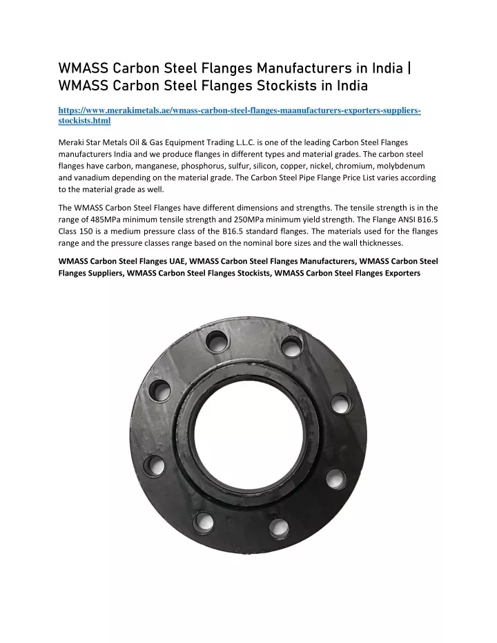 wmass carbon steel flanges manufacturers in india