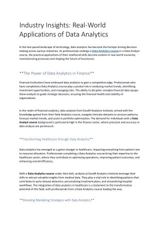 Industry Insights: Real-World Applications of Data Analytics