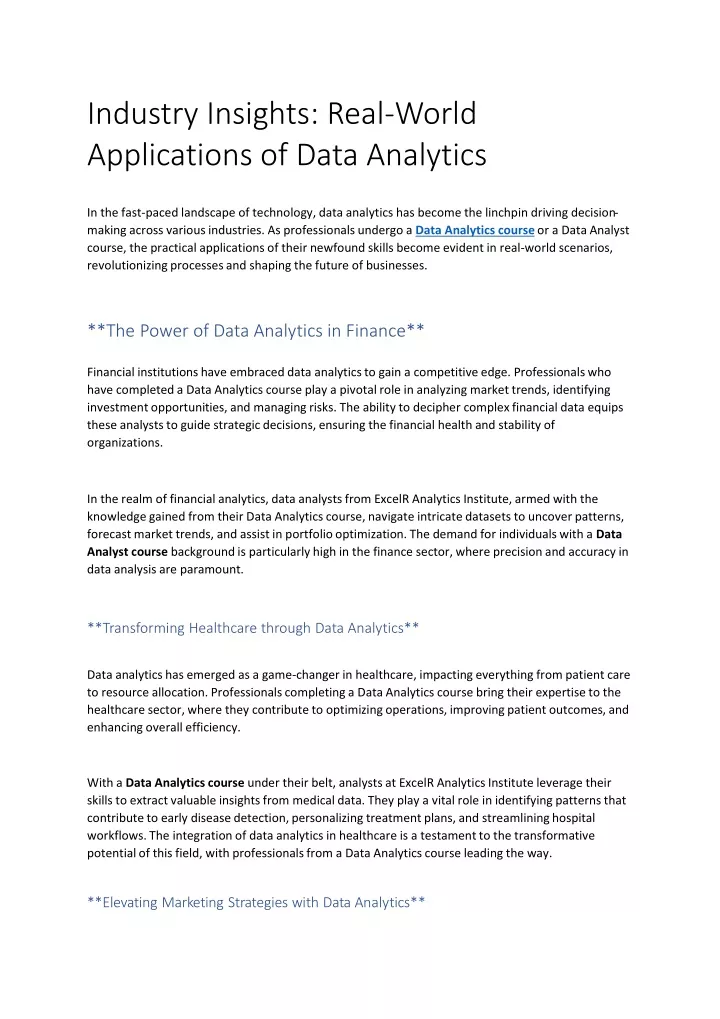 industry insights real world applications of data