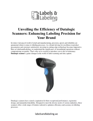 Unveiling the Efficiency of Datalogic  Scanners: Enhancing Labeling Precision fo