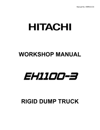 Hitachi EH1100-3 Rigid Dump Truck Service Repair Manual