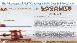 The Advantages of AILET Coaching in Delhi Over Self-Preparation