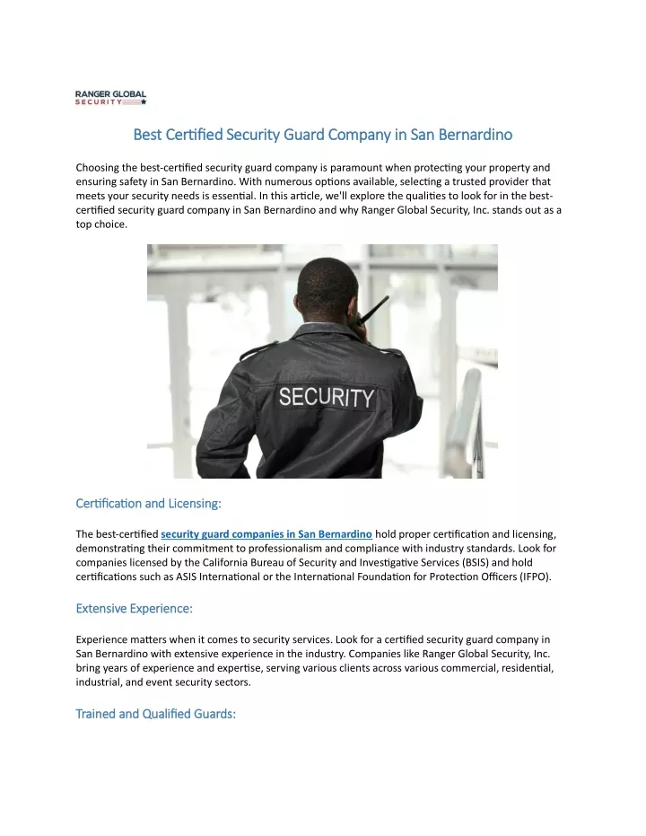 best certified security guard company