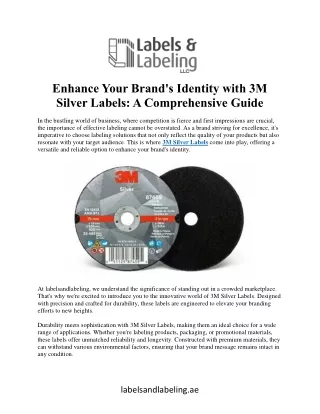 Enhance Your Brand's Identity with 3M  Silver Labels: A Comprehensive Guide