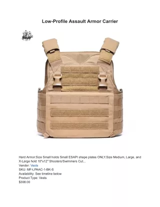Low-Profile Assault Armor Carrier & Velocity Systems