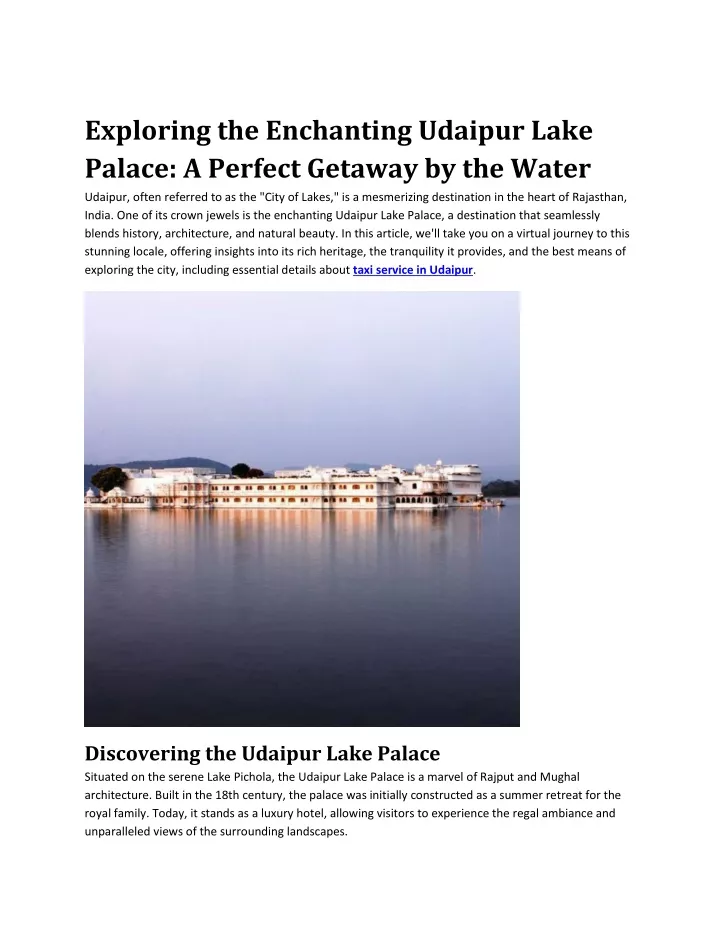 exploring the enchanting udaipur lake palace