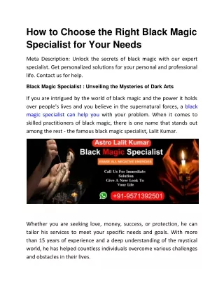How to Choose the Right Black Magic Specialist for Your Needs