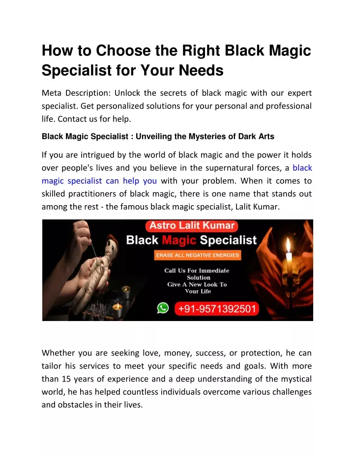 how to choose the right black magic specialist