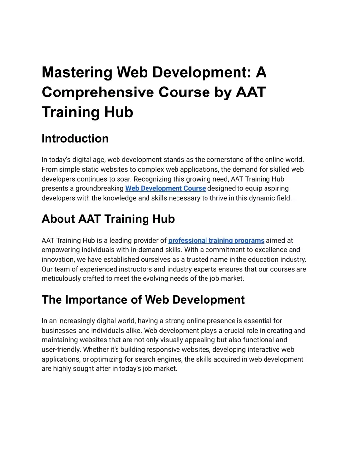 mastering web development a comprehensive course