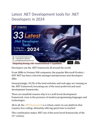 Latest .NET Development tools for .NET Developers in 2024-2