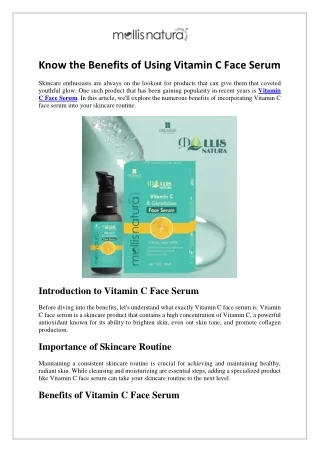 know the benefits of using vitamin c face serum