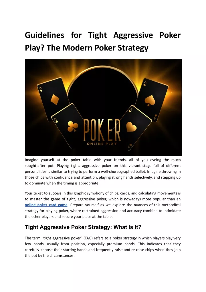 guidelines for tight aggressive poker play