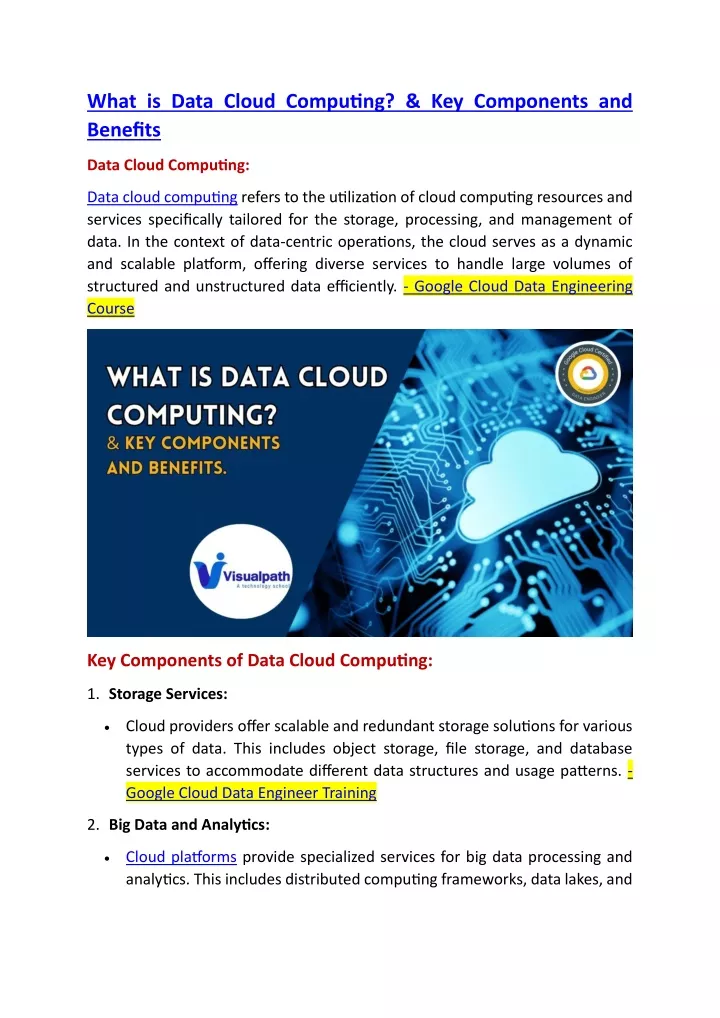 what is data cloud computing key components