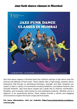 Bollywood and Jazz funk Dance Academy in Mumbai