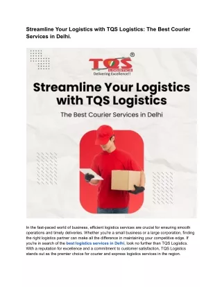 streamline your logistics with tqs logistics